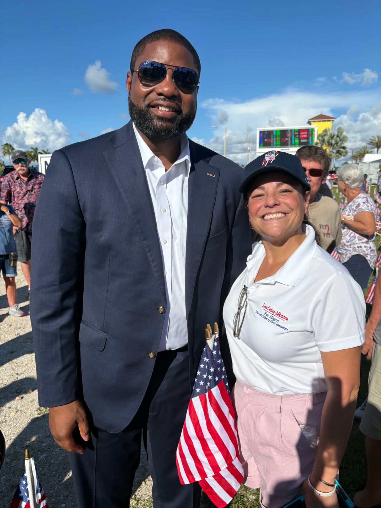 Congressman Byron Donalds with Lisa Cohen-Adkinson at a Cape Coral event.